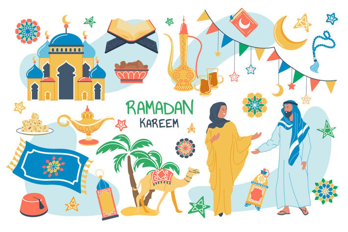 Ramadan Kareem Concept Isolated Elements Set
