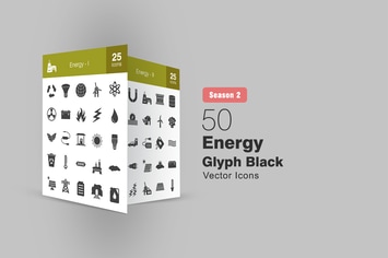 50 Energy Glyph Icons Season II