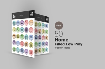 50 Home Filled Low Poly Icons