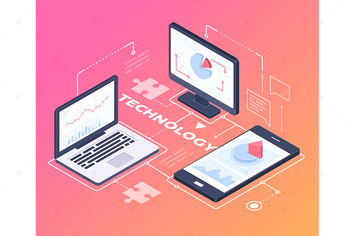 Digital technology - vector isometric objects
