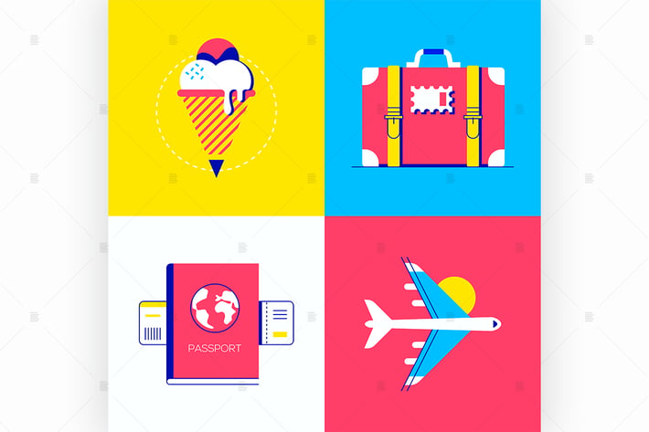 Summer vacation - flat design style elements