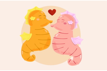 Seahorses Love Illustration