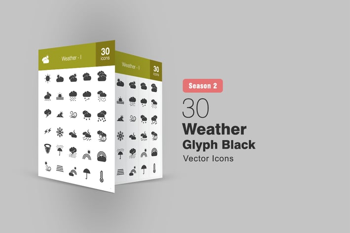 30 Weather Glyph Icons Season II