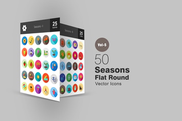 50 Seasons Flat Shadowed Icons