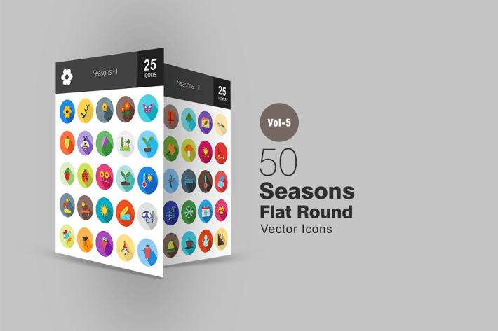 50 Seasons Flat Shadowed Icons