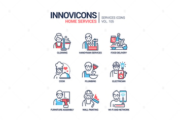 Home services - line design style icons set