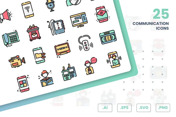 Communication And Media Icons Set
