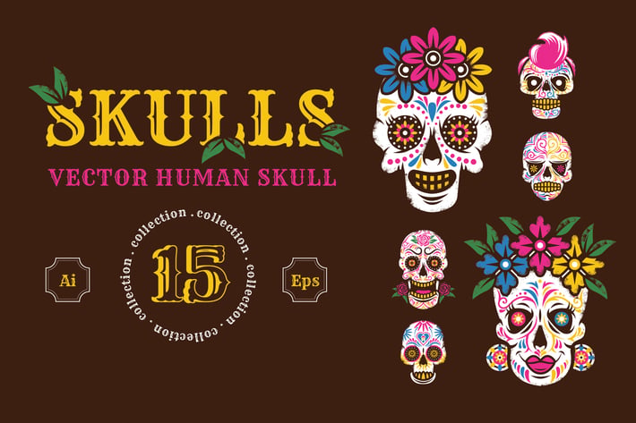 Skulls Illustration Set