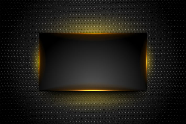 Black glowing frame on dark perforated background