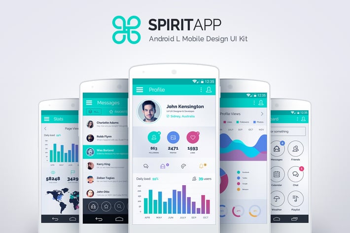 SpiritApp White - Android Mobile Design UI Kit