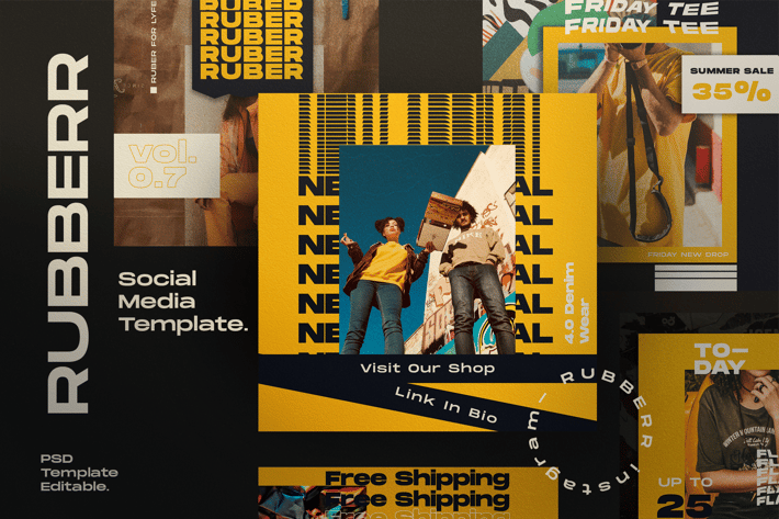 RUBBERR - Social media Template + Stories
