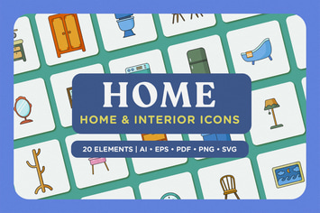 Home Interior Iconic Vector Clipart Pack