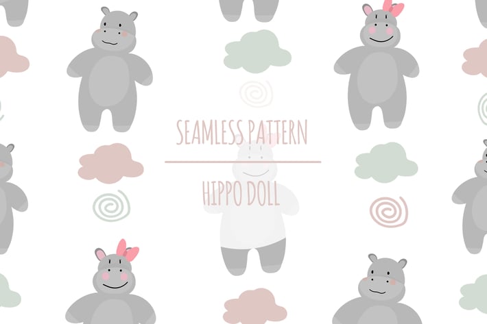 Hippo Doll – Seamless Pattern