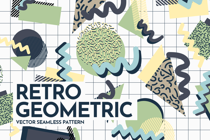 Retro Geometric Shapes Seamless Patterns
