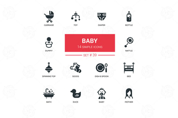 Baby - flat design icons set