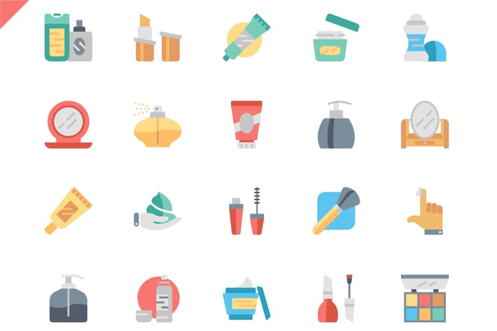Simple Set Cosmetics Flat Icons