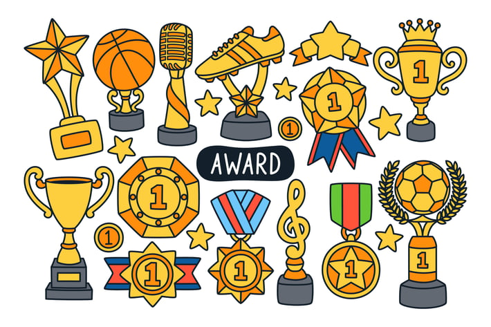 Award and Trophy Doodle Illustration