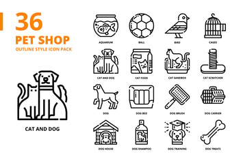 Pet Shop Outline Style Icon Set