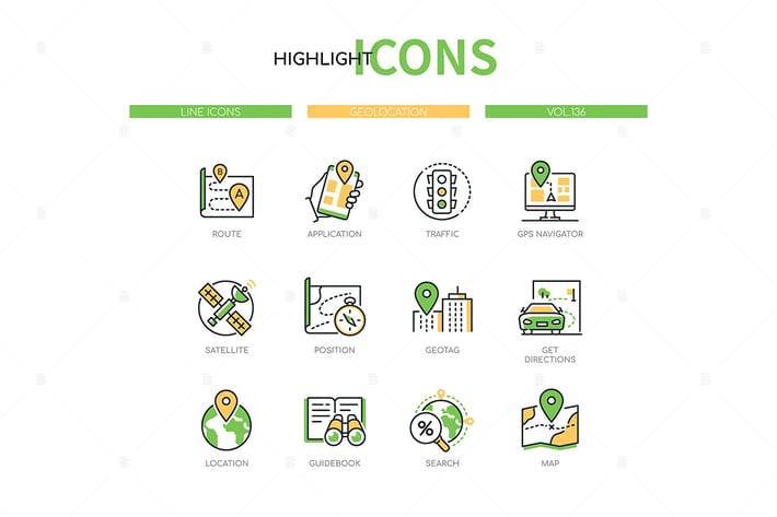 Geolocation - Modern Line Design Style Icons Set