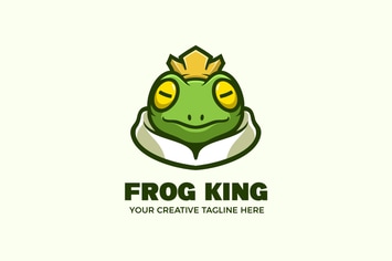 Frog King Cartoon Mascot Logo Template