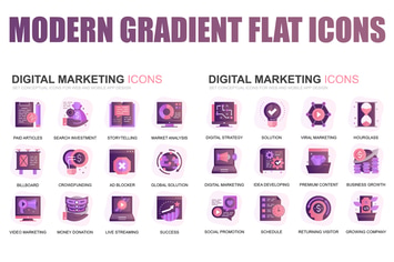 Modern Set Gradient Flat Icons