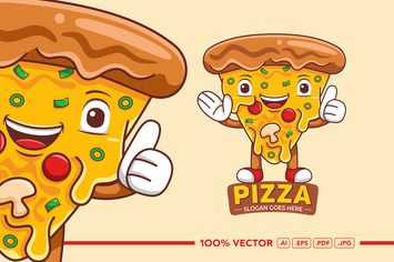 Pizza Mascot Logo Vector