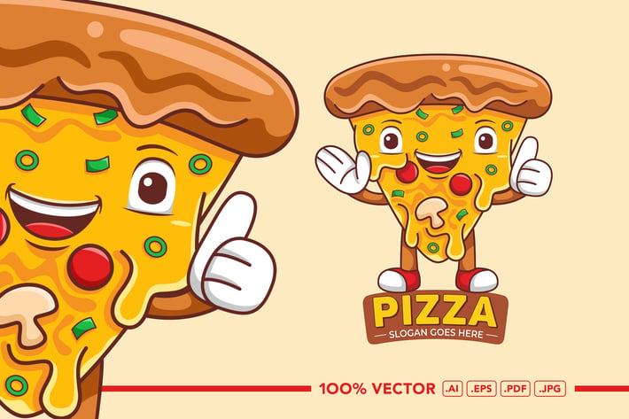 Pizza Mascot Logo Vector