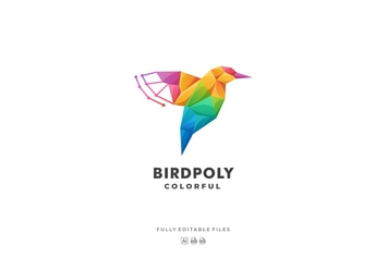 Fly Bird Poly Colorful Logo