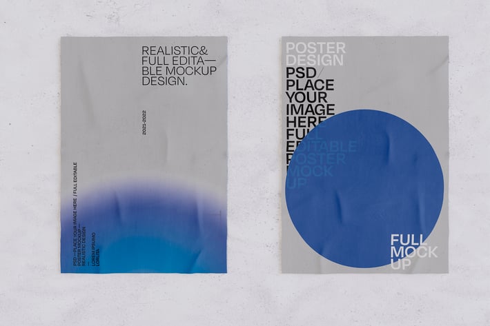 Two Crumpled Poster Mockup