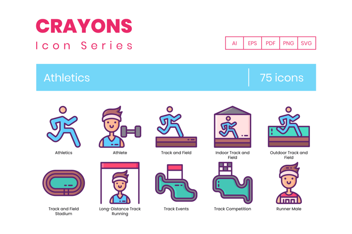 75 Athletics Line Icons