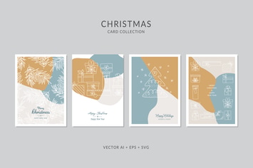 Christmas Greeting Card Vector Set