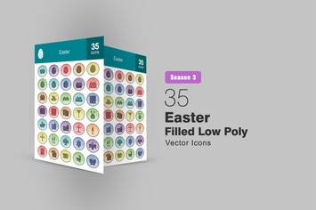 35 Easter Filled Low Poly Icons Season III