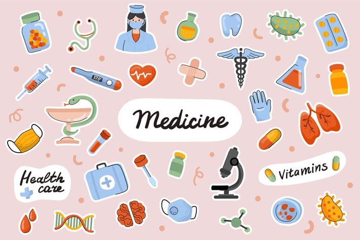 Medicine Cute Stickers Set