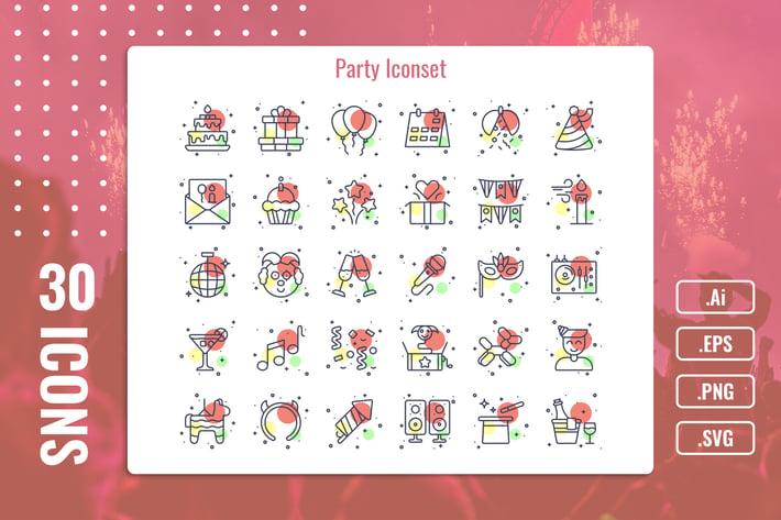 30 Iconset Party with 5 styles variant