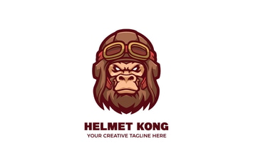Kong Wear Airplane Helmet Mascot Logo Template