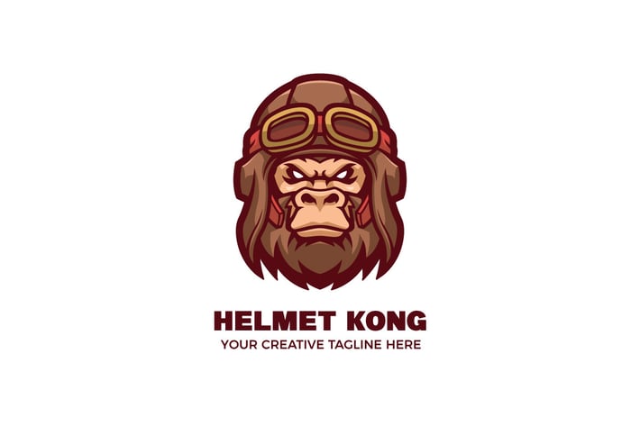 Kong Wear Airplane Helmet Mascot Logo Template