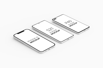 P40 Phone S21 Phone & iPhone 12 Mockup