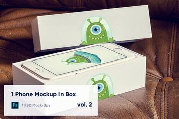 1 Phone Mockup in Paper Box - Vol. 2