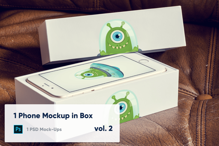 1 Phone Mockup in Paper Box - Vol. 2