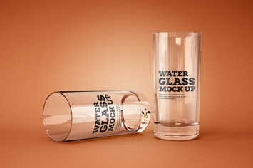 Water and Cocktail Glass Mockup