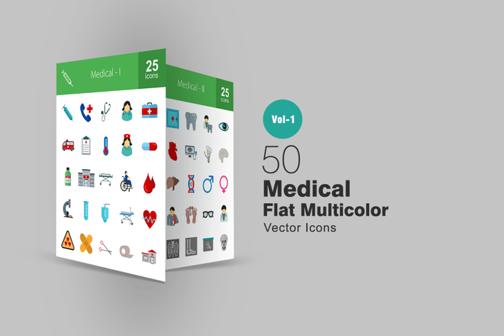 50 Medical Flat Multicolor Icons