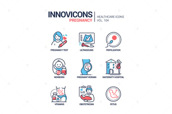 Pregnancy - line design style icons set