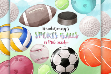 Watercolor Sports Balls clipart