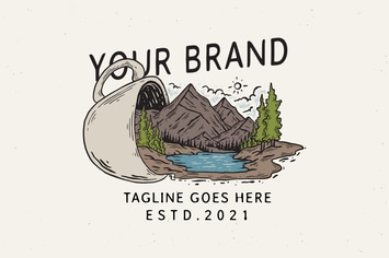 Mountain coffee cup illustration design