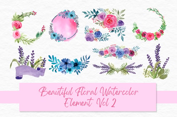 Beautiful Floral Watercolor Elements Vol 2