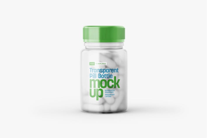 Matte Transparent Pill Bottle Mockup