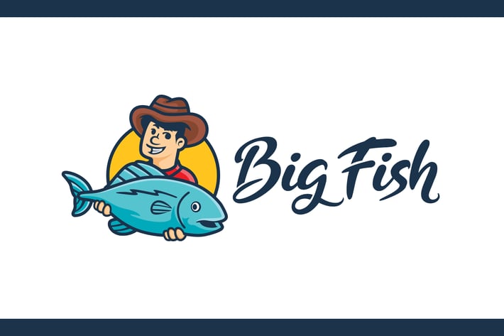 Cartoon Fisherman Character Mascot Logo
