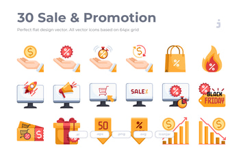 30 Sale & Promotion Icons - Flat