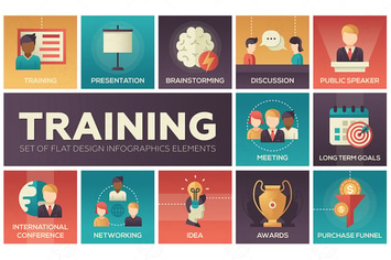 Business Training - flat design icons set