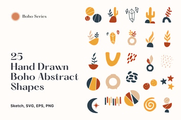 25 Hand Drawn Abstract Boho Shapes vol 4